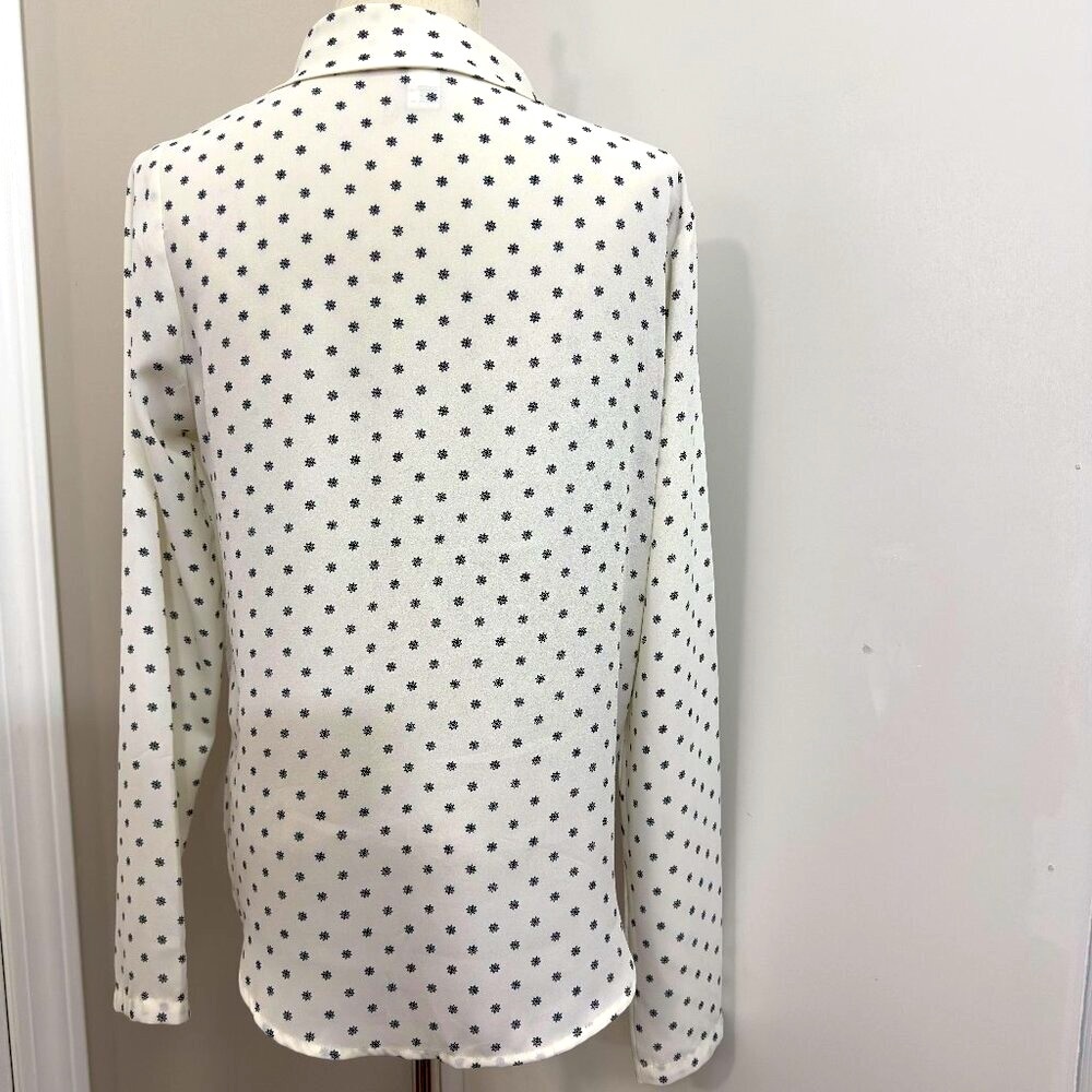 0074~H&M Women’s Polka Dot Long Sleeve Twist Blouse Sz (S /M) - Picture 2 of 13
